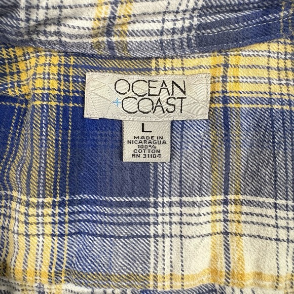 Ocean & Coast Men's L Flannel Plaid Cotton LS Button Up Shirt SEE DESCRIPTION - Picture 3 of 14